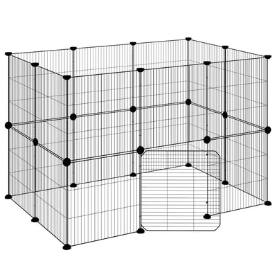 Cage Vidaxl animaux avec porte 20 panneaux 35x35 cm en acier noir