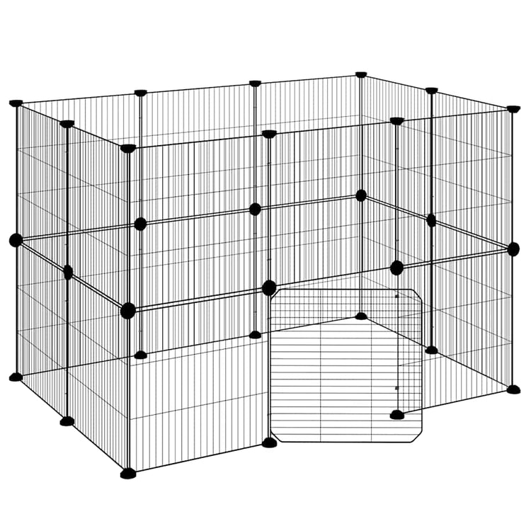 Cage Vidaxl animaux avec porte 20 panneaux 35x35 cm en acier noir