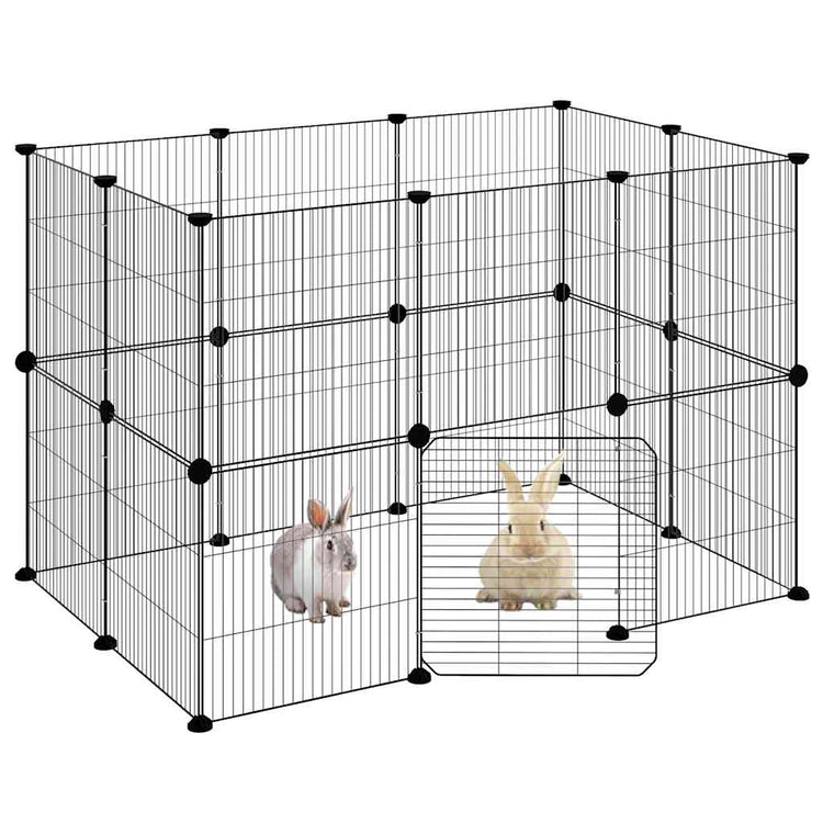 Cage Vidaxl animaux avec porte 20 panneaux 35x35 cm en acier noir