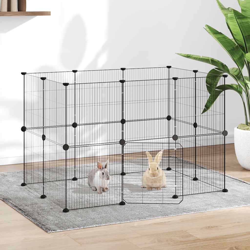 Cage Vidaxl animaux avec porte 20 panneaux 35x35 cm en acier noir