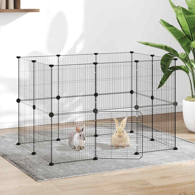 Cage Vidaxl animaux avec porte 20 panneaux 35x35 cm en acier noir