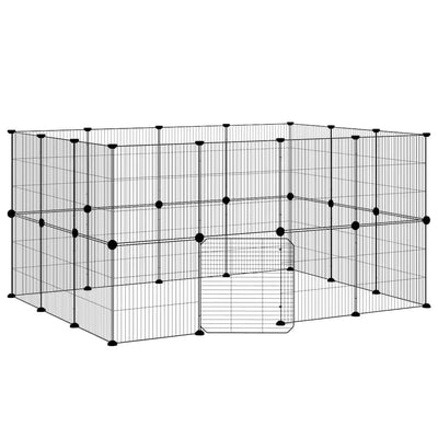 Vidaxl Petts Cage avec porte 28 panneaux 35x35 cm en acier noir