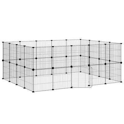 Vidaxl Petts Cage avec porte 36 panneaux 35x35 cm en acier noir