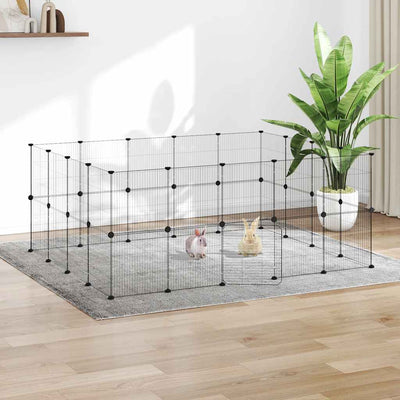 Vidaxl Petts Cage avec porte 36 panneaux 35x35 cm en acier noir