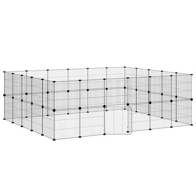 Vidaxl Petts Cage avec porte 44 panneaux 35x35 cm en acier noir