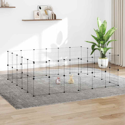 Vidaxl Petts Cage avec porte 44 panneaux 35x35 cm en acier noir