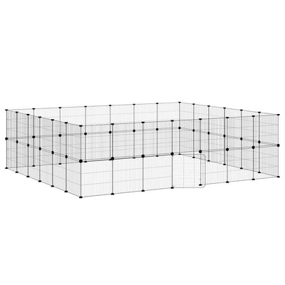 Vidaxl Petts Cage avec porte 52 panneaux 35x35 cm en acier noir