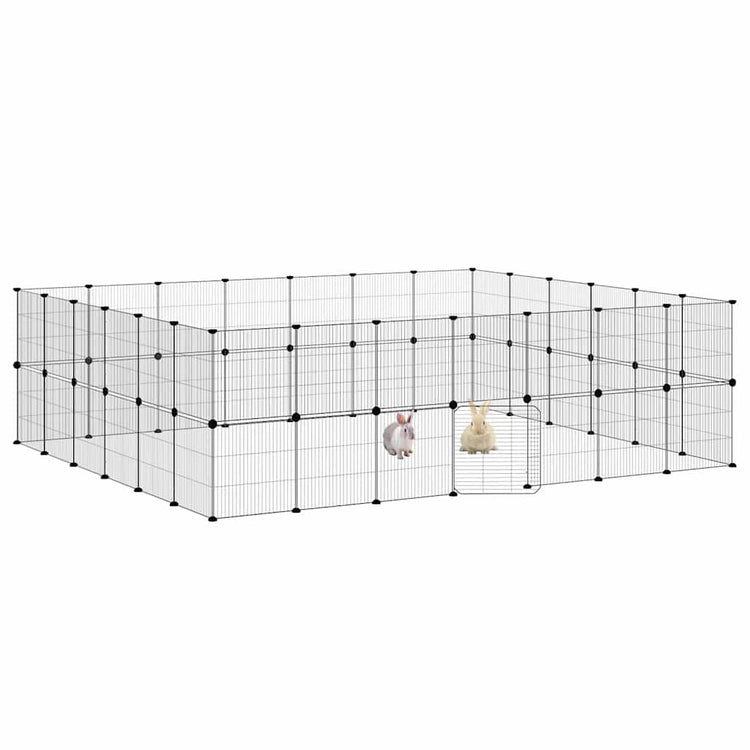 Vidaxl Petts Cage avec porte 52 panneaux 35x35 cm en acier noir