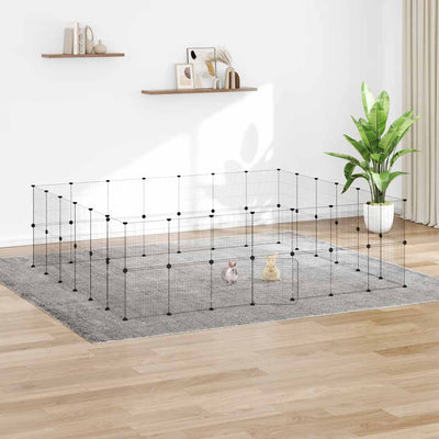 Vidaxl Petts Cage avec porte 52 panneaux 35x35 cm en acier noir