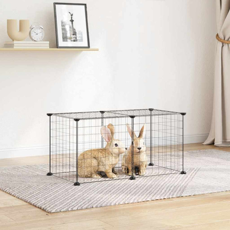 Cage Vidaxl pour animaux de compagnie avec 8 panneaux 35x35 cm en acier noir