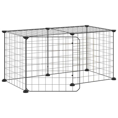 Vidaxl Petts Cage avec porte 8 panneaux 35x35 cm en acier noir