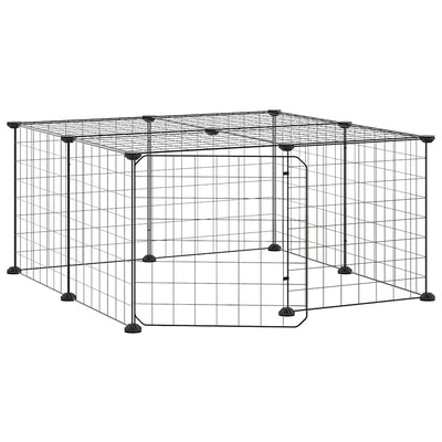 Vidaxl Petts Cage avec porte 12 panneaux 35x35 cm en acier noir