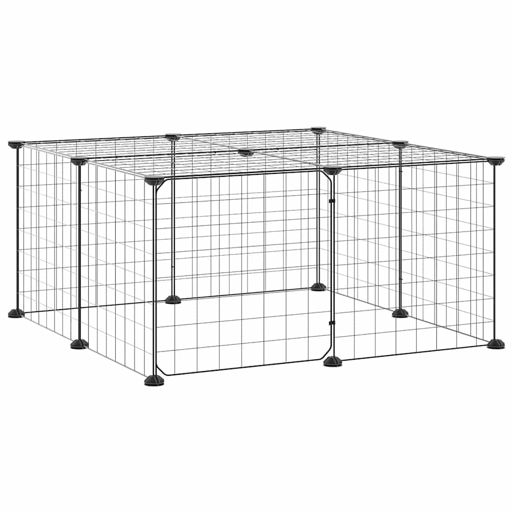 Vidaxl Petts Cage avec porte 12 panneaux 35x35 cm en acier noir