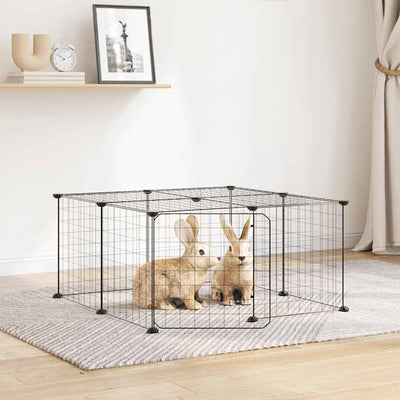 Vidaxl Petts Cage avec porte 12 panneaux 35x35 cm en acier noir