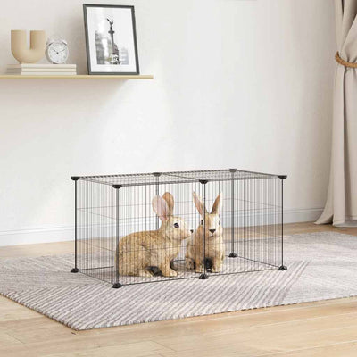 Cage Vidaxl pour animaux de compagnie avec 8 panneaux 35x35 cm en acier noir