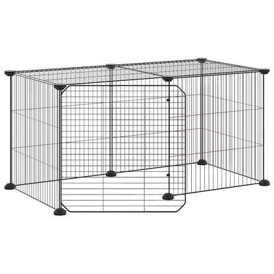 Vidaxl Petts Cage avec porte 8 panneaux 35x35 cm en acier noir