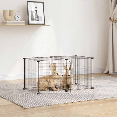 Vidaxl Petts Cage avec porte 8 panneaux 35x35 cm en acier noir