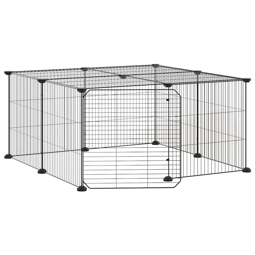 Vidaxl Petts Cage avec porte 12 panneaux 35x35 cm en acier noir