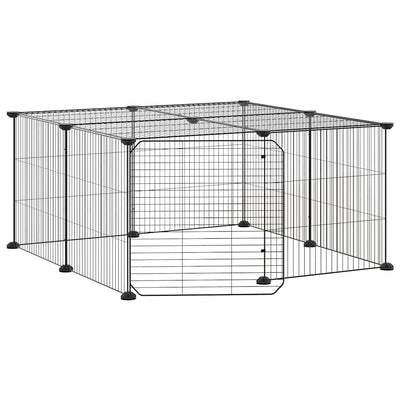 Vidaxl Petts Cage avec porte 12 panneaux 35x35 cm en acier noir