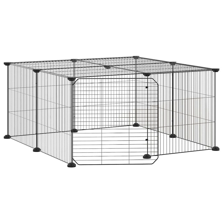 Vidaxl Petts Cage avec porte 12 panneaux 35x35 cm en acier noir