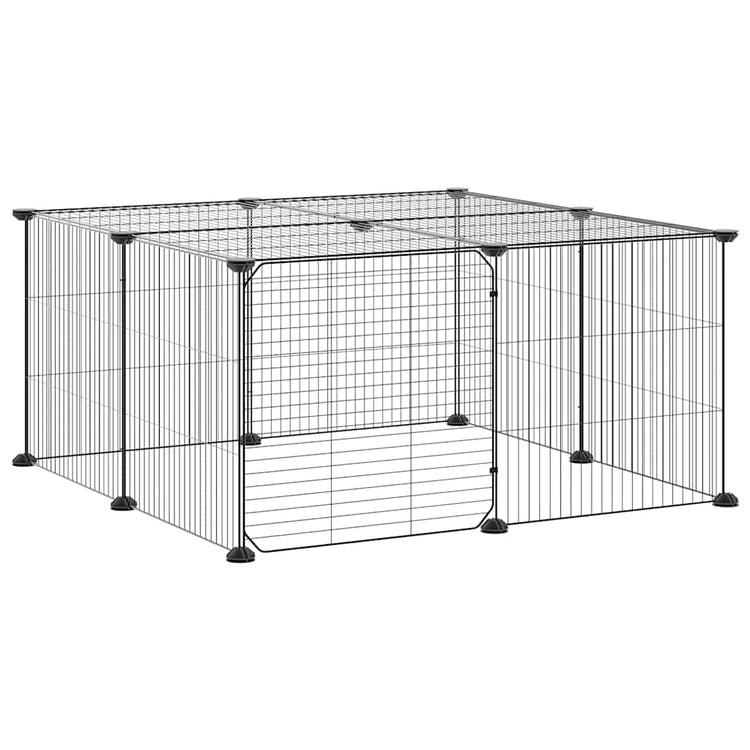 Vidaxl Petts Cage avec porte 12 panneaux 35x35 cm en acier noir