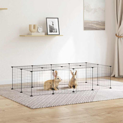Cage Vidaxl animaux avec porte 20 panneaux 35x35 cm en acier noir