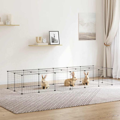 Vidaxl Petts Cage avec porte 28 panneaux 35x35 cm en acier noir
