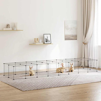 Vidaxl Cage d'animaux de compagnie avec porte 36 panneaux 35x35 cm en acier noir