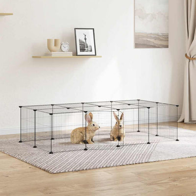 Cage Vidaxl animaux avec porte 20 panneaux 35x35 cm en acier noir