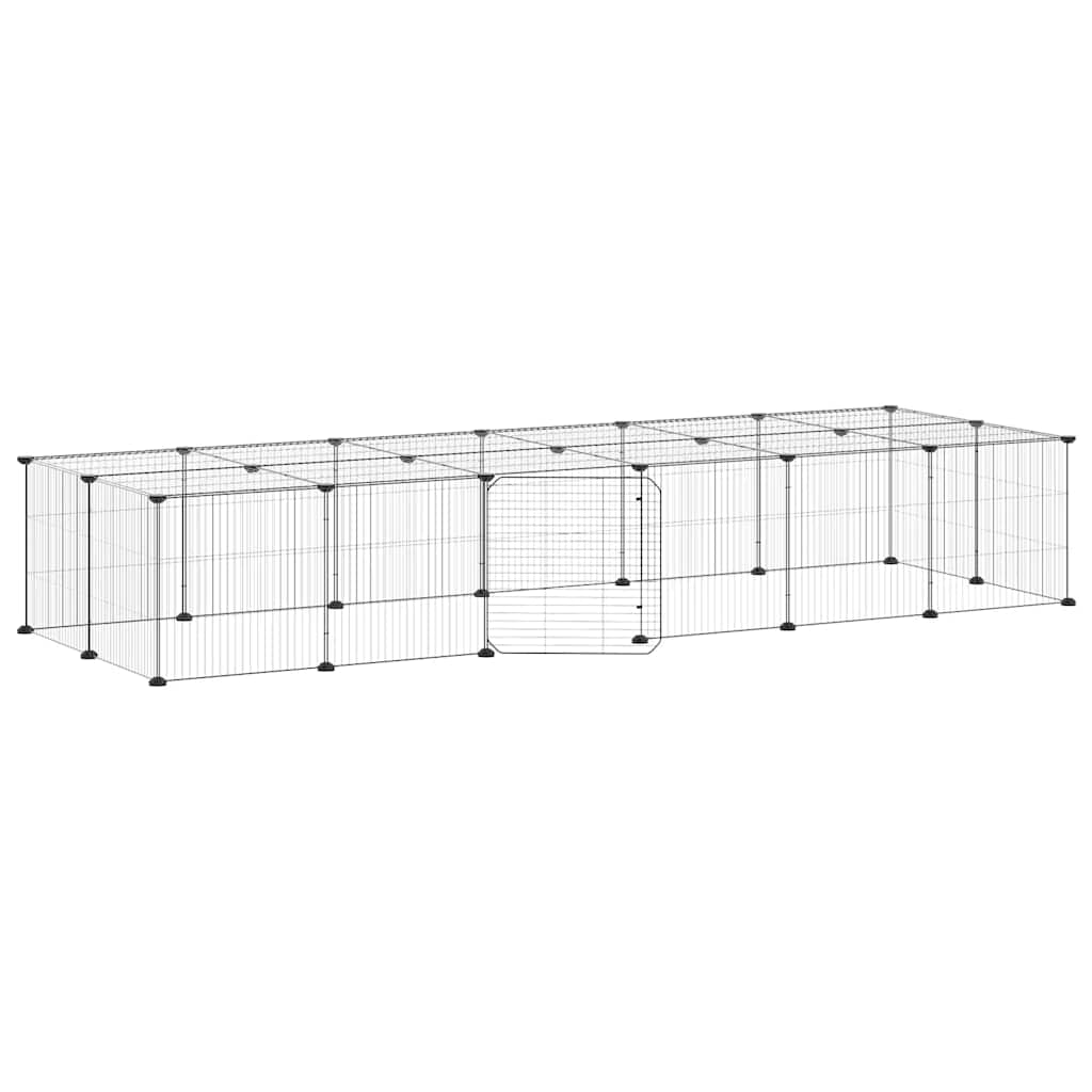 Vidaxl Petts Cage avec porte 28 panneaux 35x35 cm en acier noir