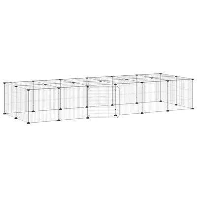 Vidaxl Petts Cage avec porte 28 panneaux 35x35 cm en acier noir