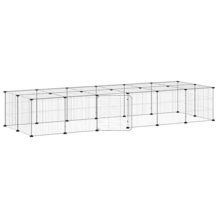 Vidaxl Petts Cage avec porte 28 panneaux 35x35 cm en acier noir