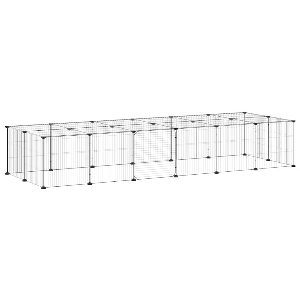 Vidaxl Petts Cage avec porte 28 panneaux 35x35 cm en acier noir
