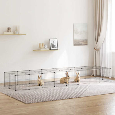 Vidaxl Petts Cage avec porte 36 panneaux 35x35 cm en acier noir