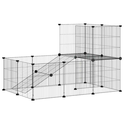 Cage Vidaxl animaux avec porte 20 panneaux 35x35 cm en acier noir