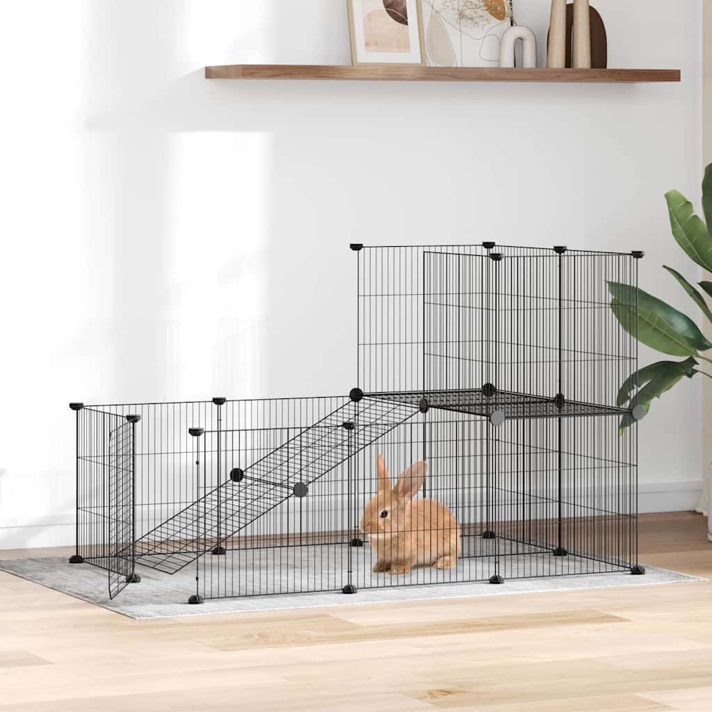 Cage Vidaxl animaux avec porte 20 panneaux 35x35 cm en acier noir