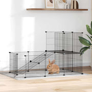 Cage Vidaxl animaux avec porte 20 panneaux 35x35 cm en acier noir - afbeelding 1
