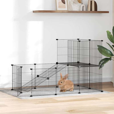 Cage Vidaxl animaux avec porte 20 panneaux 35x35 cm en acier noir