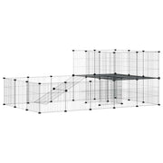 Vidaxl Petts Cage avec porte 36 panneaux 35x35 cm en acier noir - afbeelding 2