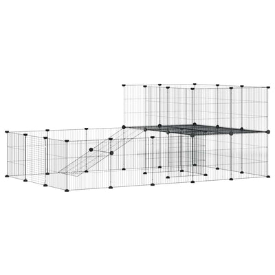 Vidaxl Petts Cage avec porte 36 panneaux 35x35 cm en acier noir