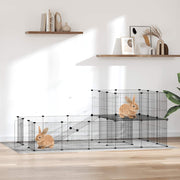 Vidaxl Petts Cage avec porte 36 panneaux 35x35 cm en acier noir - afbeelding 1