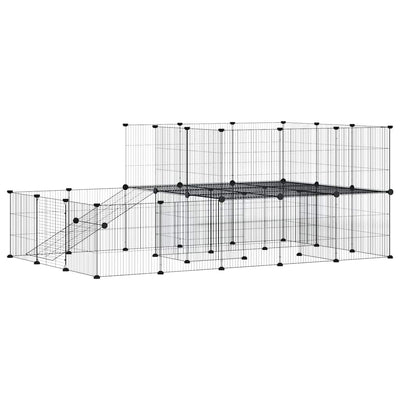 Vidaxl Petts Cage avec porte 44 panneaux 35x35 cm en acier noir