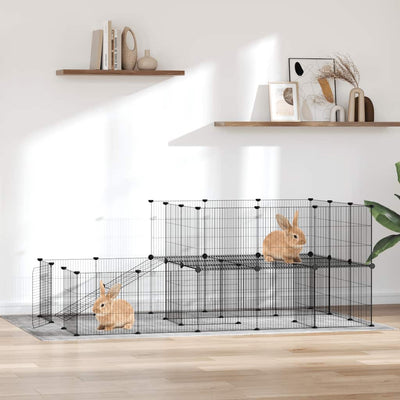 Vidaxl Petts Cage avec porte 44 panneaux 35x35 cm en acier noir