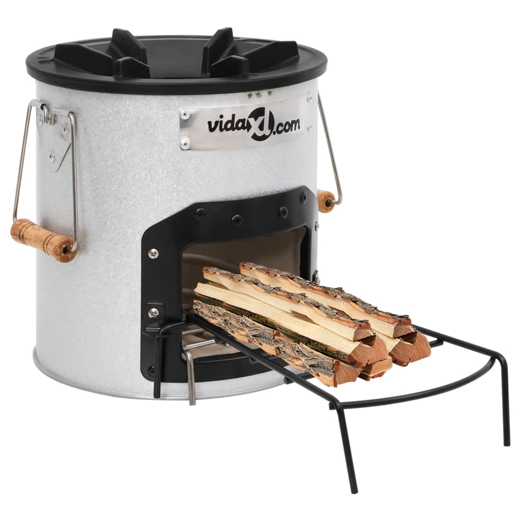Vidaxl Camping Wood Poêle 45x25x26 cm en acier argent coloré