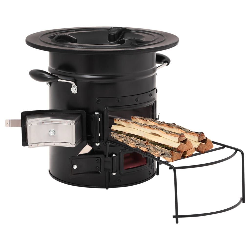 Vidaxl Camping Wood Poêle 50x33.5x30,5 cm en acier noir