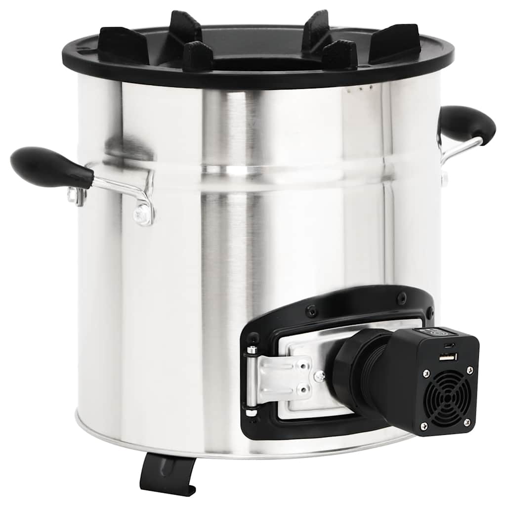 Vidaxl Wood Stove avec ventilateur USB 35,5x26x28 cm en acier inoxydable