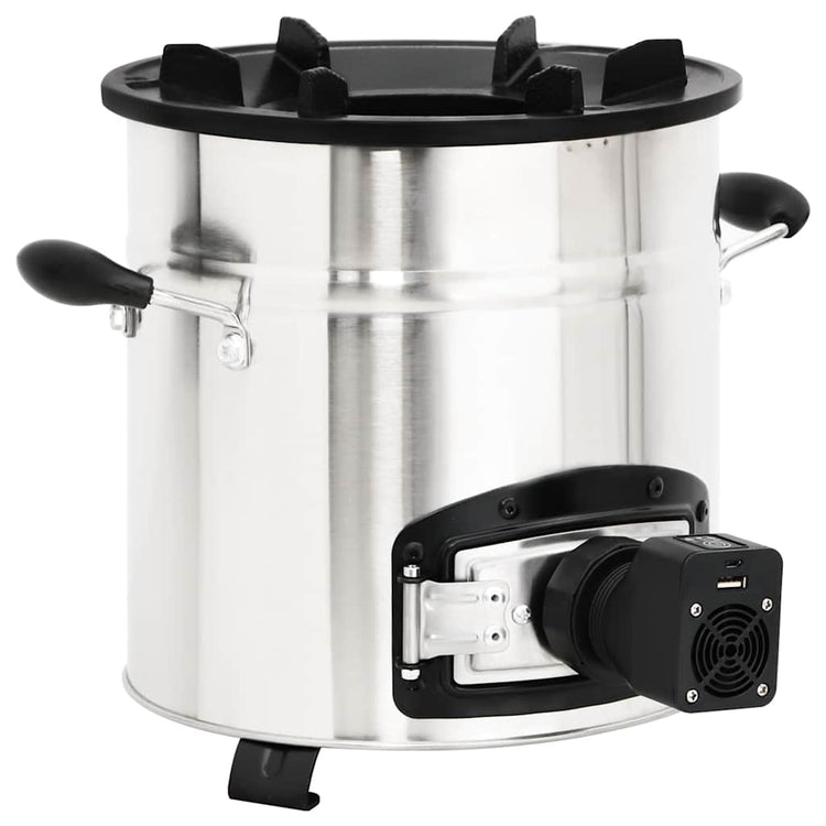 Vidaxl Wood Stove avec ventilateur USB 35,5x26x28 cm en acier inoxydable