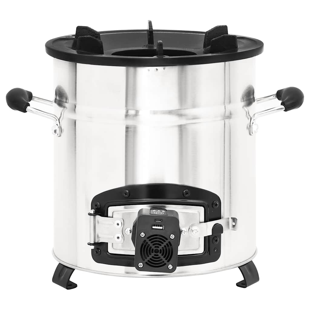 Vidaxl Wood Stove avec ventilateur USB 35,5x26x28 cm en acier inoxydable
