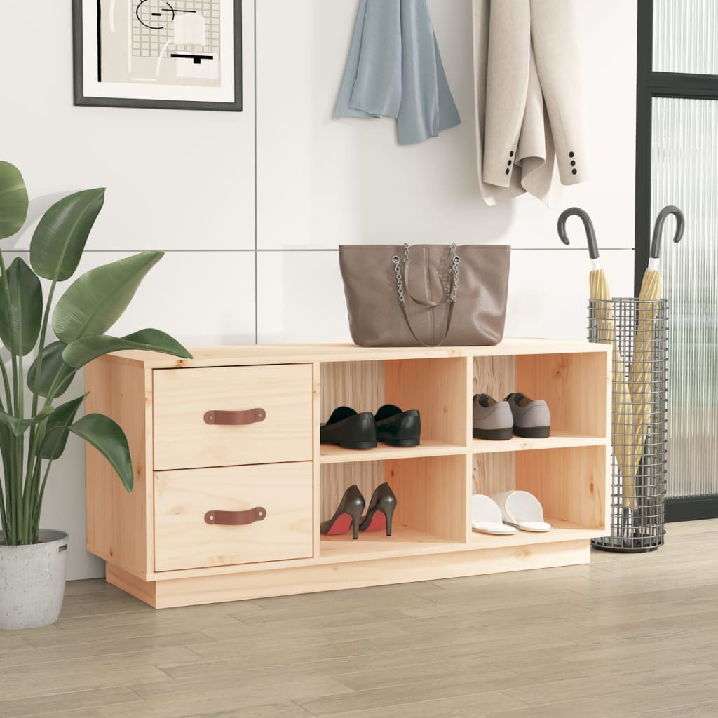 Vidaxl Shoes Bank 100x34x45 cm Pine solide