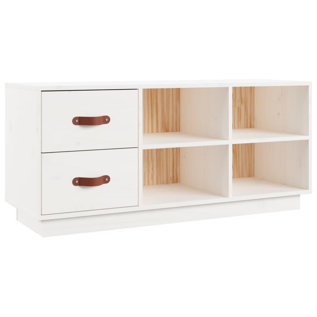 Vidaxl Shoes Bank 100x34x45 cm Pine solide blanc